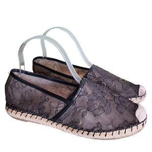 Valentino Garavani Black Lace Espadrille Loafers Flats Lighweight Designer sz 37